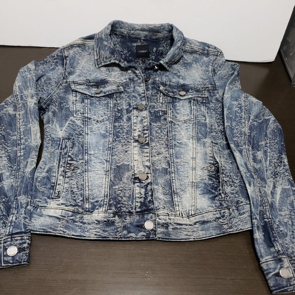 Liverpool Jeans Company Denim Distressed Blue Acid Wash Women's Jacket L - Picture 14 of 16